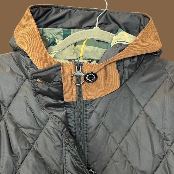 Barbour Mickley Quilted Jacket Black Ancient Full Zip Button Panel Women 2X NWT - Picture 11 of 14